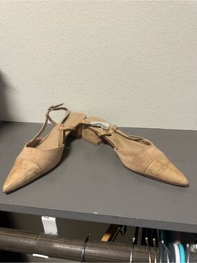 Berness Pointed Toe Slingback Flats in Light Tan